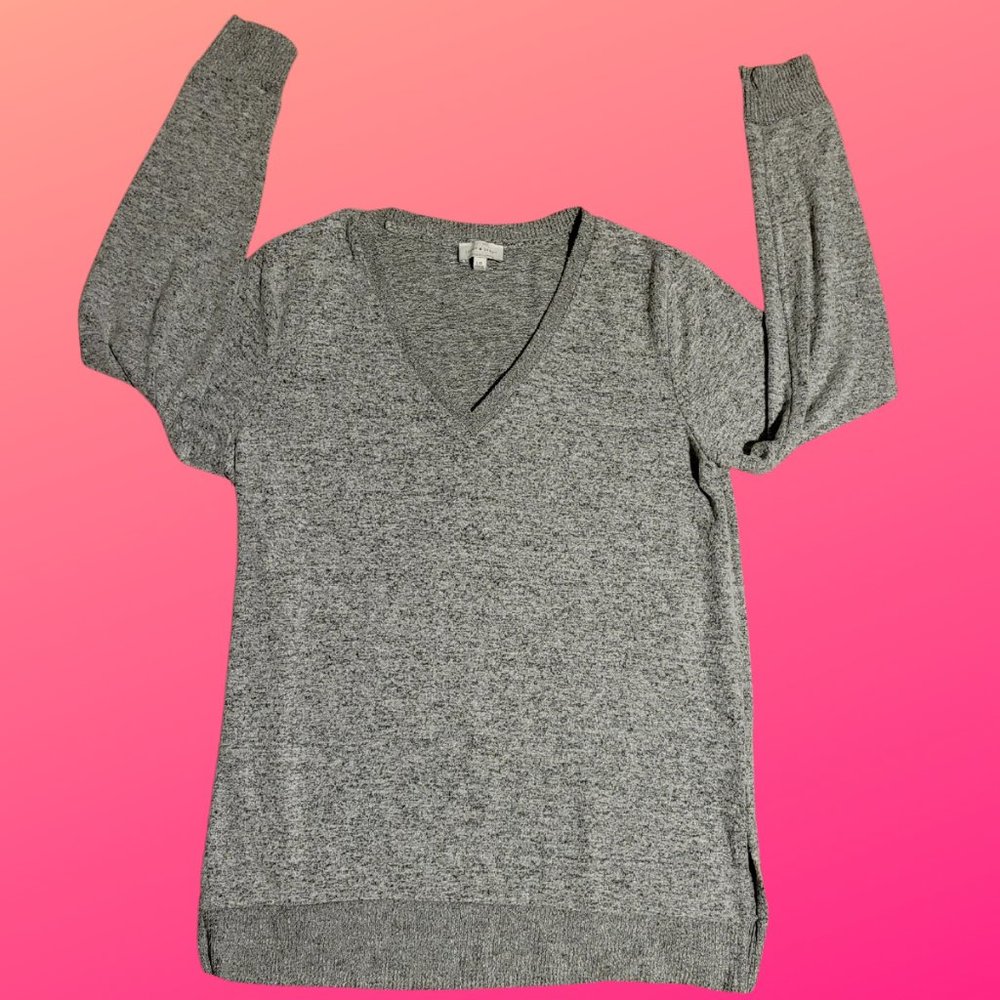 Lucky Brand Viscose Blend Soft Pull over V-neck Gray Sweater Size Large